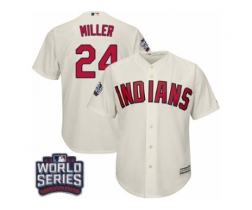 Youth Majestic Cleveland Indians #24 Andrew Miller Authentic Cream Alternate 2 2016 World Series Bound Cool Base MLB Jersey