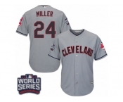 Youth Majestic Cleveland Indians #24 Andrew Miller Authentic Grey Road 2016 World Series Bound Cool Base MLB Jersey