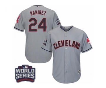 Youth Majestic Cleveland Indians #24 Manny Ramirez Authentic Grey Road 2016 World Series Bound Cool Base MLB Jersey