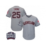 Youth Majestic Cleveland Indians #25 Jim Thome Authentic Grey Road 2016 World Series Bound Cool Base MLB Jersey