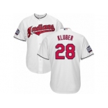 Youth Majestic Cleveland Indians #28 Corey Kluber Authentic White Home 2016 World Series Bound Cool Base MLB Jersey