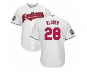 Youth Majestic Cleveland Indians #28 Corey Kluber Authentic White Home 2016 World Series Bound Cool Base MLB Jersey