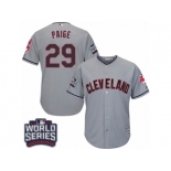 Youth Majestic Cleveland Indians #29 Satchel Paige Authentic Grey Road 2016 World Series Bound Cool Base MLB Jersey