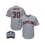 Youth Majestic Cleveland Indians #30 Joe Carter Authentic Grey Road 2016 World Series Bound Cool Base MLB Jersey