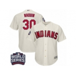 Youth Majestic Cleveland Indians #30 Tyler Naquin Authentic Cream Alternate 2 2016 World Series Bound Cool Base MLB Jersey