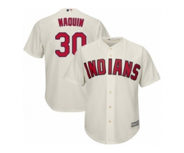 Youth Majestic Cleveland Indians #30 Tyler Naquin Authentic Cream Alternate 2 Cool Base MLB Jersey