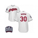 Youth Majestic Cleveland Indians #30 Tyler Naquin Authentic White Home 2016 World Series Bound Cool Base MLB Jersey