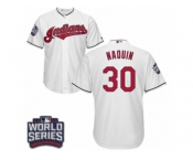 Youth Majestic Cleveland Indians #30 Tyler Naquin Authentic White Home 2016 World Series Bound Cool Base MLB Jersey