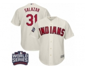 Youth Majestic Cleveland Indians #31 Danny Salazar Authentic Cream Alternate 2 2016 World Series Bound Cool Base MLB Jersey