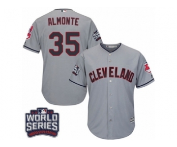 Youth Majestic Cleveland Indians #35 Abraham Almonte Authentic Grey Road 2016 World Series Bound Cool Base MLB Jersey