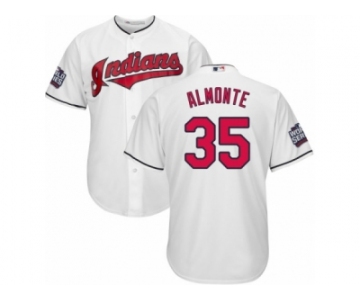 Youth Majestic Cleveland Indians #35 Abraham Almonte Authentic White Home 2016 World Series Bound Cool Base MLB Jersey