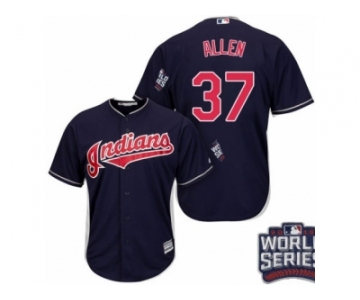 Youth Majestic Cleveland Indians #37 Cody Allen Authentic Navy Blue Alternate 1 2016 World Series Bound Cool Base MLB Jersey