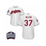 Youth Majestic Cleveland Indians #37 Cody Allen Authentic White Home 2016 World Series Bound Cool Base MLB Jersey