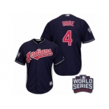 Youth Majestic Cleveland Indians #4 Juan Uribe Authentic Navy Blue Alternate 1 2016 World Series Bound Cool Base MLB Jersey