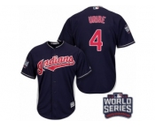 Youth Majestic Cleveland Indians #4 Juan Uribe Authentic Navy Blue Alternate 1 2016 World Series Bound Cool Base MLB Jersey