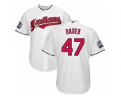 Youth Majestic Cleveland Indians #47 Trevor Bauer Authentic White Home 2016 World Series Bound Cool Base MLB Jersey