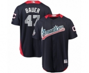 Youth Majestic Cleveland Indians #47 Trevor Bauer Game Navy Blue American League 2018 MLB All-Star MLB Jersey