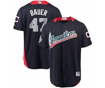 Youth Majestic Cleveland Indians #47 Trevor Bauer Game Navy Blue American League 2018 MLB All-Star MLB Jersey