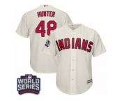 Youth Majestic Cleveland Indians #48 Tommy Hunter Authentic Cream Alternate 2 2016 World Series Bound Cool Base MLB Jersey