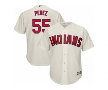 Youth Majestic Cleveland Indians #55 Roberto Perez Authentic Cream Alternate 2 Cool Base MLB Jersey