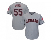 Youth Majestic Cleveland Indians #55 Roberto Perez Authentic Grey Road Cool Base MLB Jersey