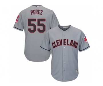 Youth Majestic Cleveland Indians #55 Roberto Perez Authentic Grey Road Cool Base MLB Jersey