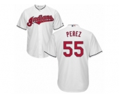 Youth Majestic Cleveland Indians #55 Roberto Perez Authentic White Home Cool Base MLB Jersey