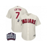 Youth Majestic Cleveland Indians #7 Kenny Lofton Authentic Cream Alternate 2 2016 World Series Bound Cool Base MLB Jersey