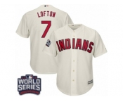 Youth Majestic Cleveland Indians #7 Kenny Lofton Authentic Cream Alternate 2 2016 World Series Bound Cool Base MLB Jersey