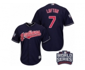 Youth Majestic Cleveland Indians #7 Kenny Lofton Authentic Navy Blue Alternate 1 2016 World Series Bound Cool Base MLB Jersey