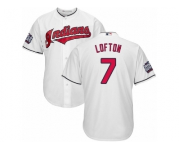 Youth Majestic Cleveland Indians #7 Kenny Lofton Authentic White Home 2016 World Series Bound Cool Base MLB Jersey