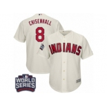 Youth Majestic Cleveland Indians #8 Lonnie Chisenhall Authentic Cream Alternate 2 2016 World Series Bound Cool Base MLB Jersey