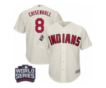 Youth Majestic Cleveland Indians #8 Lonnie Chisenhall Authentic Cream Alternate 2 2016 World Series Bound Cool Base MLB Jersey