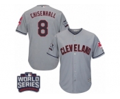 Youth Majestic Cleveland Indians #8 Lonnie Chisenhall Authentic Grey Road 2016 World Series Bound Cool Base MLB Jersey