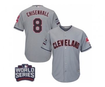 Youth Majestic Cleveland Indians #8 Lonnie Chisenhall Authentic Grey Road 2016 World Series Bound Cool Base MLB Jersey