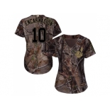 Women Cleveland Indians #10 Edwin Encarnacion Camo Realtree Collection Cool Base Stitched MLB Jersey