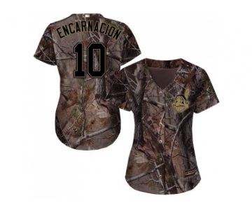 Women Cleveland Indians #10 Edwin Encarnacion Camo Realtree Collection Cool Base Stitched MLB Jersey