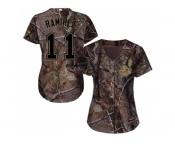 Women Cleveland Indians #11 Jose Ramirez Camo Realtree Collection Cool Base Stitched MLB Jersey