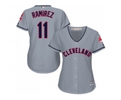 Women Cleveland Indians #11 Jose Ramirez Grey Road Stitched MLB Jersey