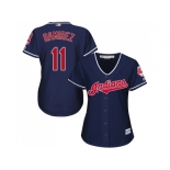 Women Cleveland Indians #11 Jose Ramirez Navy Blue Alternate Stitched MLB Jersey