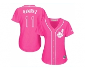 Women Cleveland Indians #11 Jose Ramirez Pink Fashion Stitched MLB Jersey