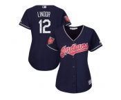 Women Cleveland Indians #12 Francisco Lindor Majestic Navy 2018 Spring Training Cool Base Player Jersey