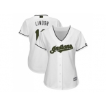 Women Cleveland Indians #12 Francisco Lindor White 2018 Memorial Day Cool Base Stitched MLB Jersey