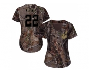 Women Cleveland Indians #22 Jason Kipnis Camo Realtree Collection Cool Base Stitched MLB Jersey