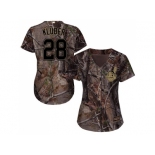 Women Cleveland Indians #28 Corey Kluber Camo Realtree Collection Cool Base Stitched MLB Jersey