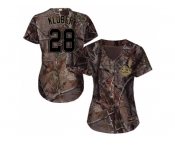 Women Cleveland Indians #28 Corey Kluber Camo Realtree Collection Cool Base Stitched MLB Jersey