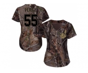 Women Cleveland Indians #55 Roberto Perez Camo Realtree Collection Cool Base Stitched MLB Jersey