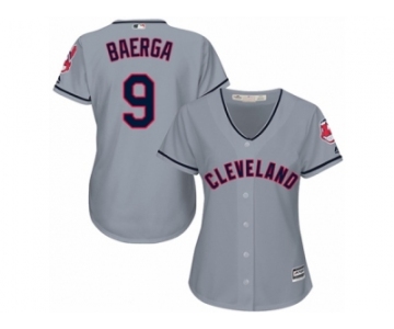 Women Majestic Cleveland Indians #9 Carlos Baerga Authentic Grey Road Cool Base MLB Jersey