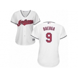 Women Majestic Cleveland Indians #9 Carlos Baerga Authentic White Home Cool Base MLB Jersey