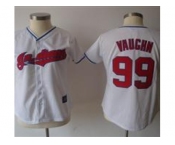 Women Majestic Cleveland Indians #99 Vaughn white Jerseys